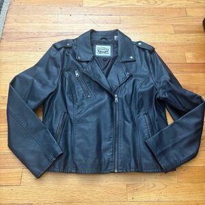 Levi’s Navy Blue Faux Leather Moto Jacket Size XXL